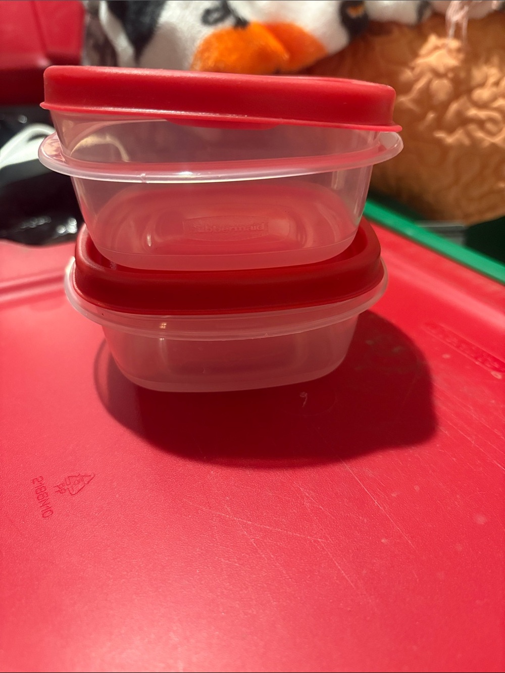 Red Plastic Food Storage Container Set - Clear Bases with Red Lids